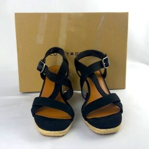 Lucky Brand Women’s Mytila Espadrille Wedge Black Canvas Sandal